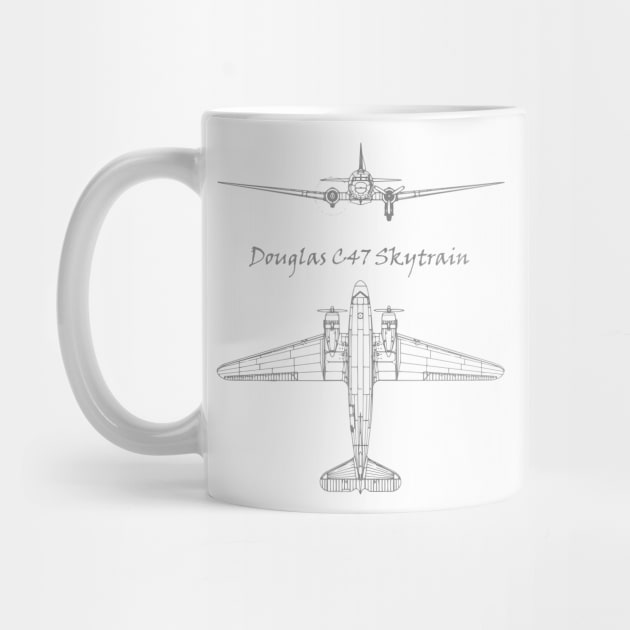 Douglas C-47 Skytrain Airplane Blueprint by Mandra